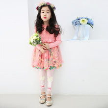 New Lovely 1-6Y Kids Girls Dress Pleated Lace Floral Dresses Long Sleeve Baby Tutu Dress Clothes NW