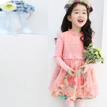 New Lovely 1-6Y Kids Girls Dress Pleated Lace Floral Dresses Long Sleeve Baby Tutu Dress Clothes NW