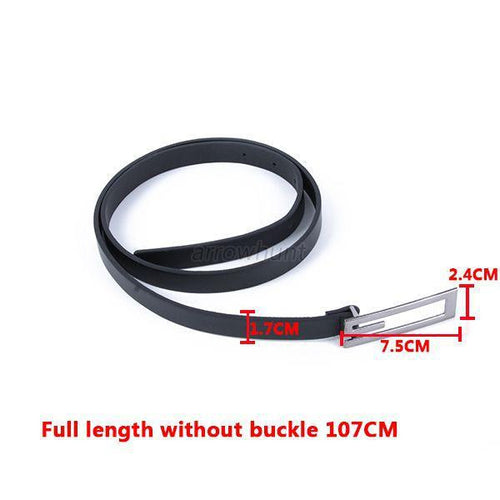 New Men G Shape Alloy Buckle Thin Faux Leather Waist Belt Strap Waistband NW