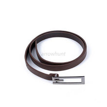 New Men G Shape Alloy Buckle Thin Faux Leather Waist Belt Strap Waistband NW