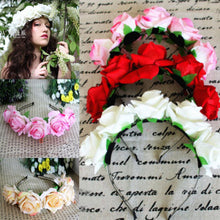 New Rose Flower Garland Hair Head Band Crown For Bride Flower Girl 6 Colors NW