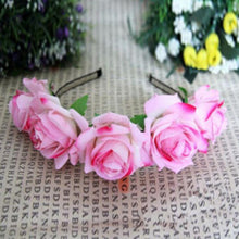 New Rose Flower Garland Hair Head Band Crown For Bride Flower Girl 6 Colors NW