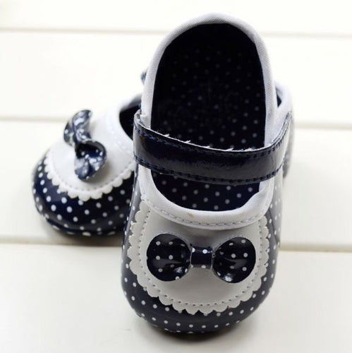 New Style Black And White Dot Bow Slip Baby Kids Toddler Shoes Soft Bottom Shoe Free ping NW
