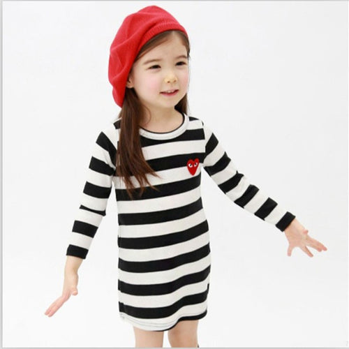 New Style Girls Long-sleeved T-shirt Bottoming Shirt Cotton Striped T-shirt Love NW