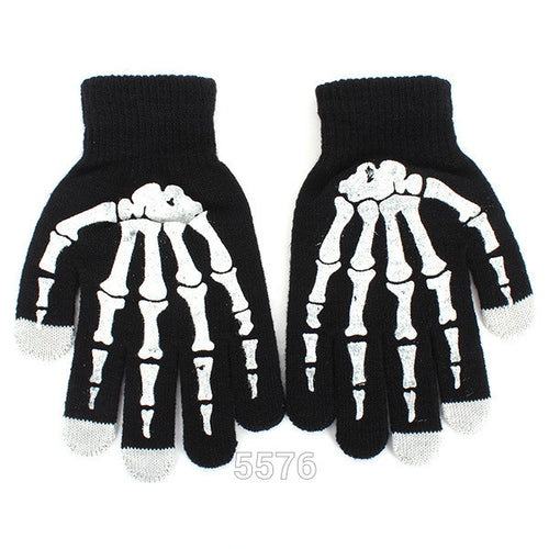 New Style Full Finger Unisex Ghost Bone Touch Screen Knit Skeleton GlovesFree ping NW