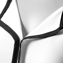 New Style Fashion Womens Casual White Shirt Long Sleeve Black Side Chiffon Blouse V-neck Work Shirts Women NW