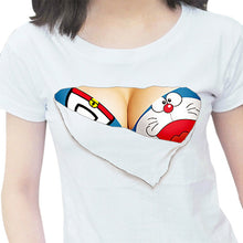 New Unique Women 3D Print Funny T Shirts Fake Big Chest Bra Tops Hot NW