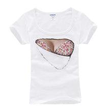 New Unique Women 3D Print Funny T Shirts Fake Big Chest Bra Tops Hot NW