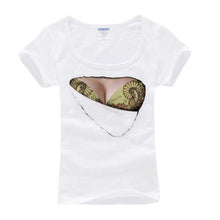 New Unique Women 3D Print Funny T Shirts Fake Big Chest Bra Tops Hot NW