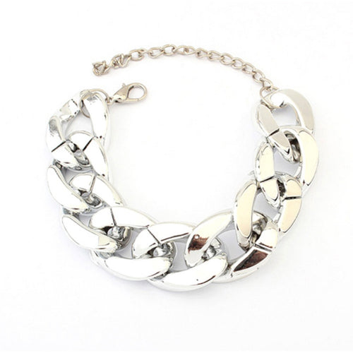 New Women Fashion Gold Silver Plated Cuff Charm Chain Bracelet Jewelry NW