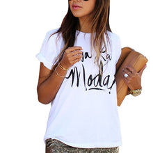 New Women Girls Short Sleeve Letter Print Shirt Loose T-shirt Casual Cotton Tops NW