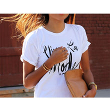 New Women Girls Short Sleeve Letter Print Shirt Loose T-shirt Casual Cotton Tops NW