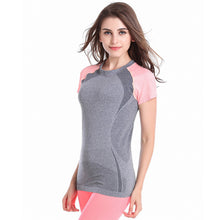 New Women Multi-color Gathered Workout exercise Stretch Fitness Women Clothing Quick Dry T-shirt Top NW