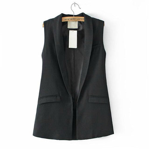 New Women Sleeveless Formal Long Vest V Neck Blazers Suit One Button Jacket Coat NW