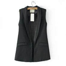New Women Sleeveless Formal Long Vest V Neck Blazers Suit One Button Jacket Coat NW