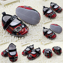 NewInfant Girls Non-Slip Plaid Crib Shoes Toddler Soft Sole Flattie Baby ShoesFree ping NW