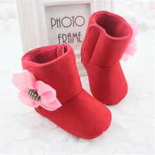 Newborn Baby Girls Big Flower Snow Boots Soft Crib Shoes Toddler Kids Warm Shoes 0-12M NW