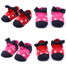 Newborn Baby Girls Polk Dot Bowknot Crib Shoes Infants Walking Shoes 0-12M NW