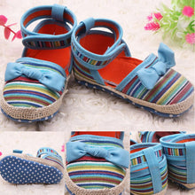 Newborn Baby Kids Stripes Bowknot Crib Shoes Toddler Anti Slip Walking Shoes New NW