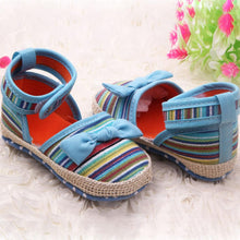 Newborn Baby Kids Stripes Bowknot Crib Shoes Toddler Anti Slip Walking Shoes New NW
