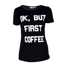OK BUT FIRST COFFEE Printed Words Letter T Shirts Tops Loose Vest Tee Shirt Tops NW
