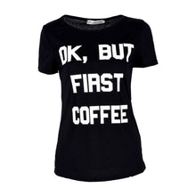 OK BUT FIRST COFFEE Printed Words Letter T Shirts Tops Loose Vest Tee Shirt Tops NW
