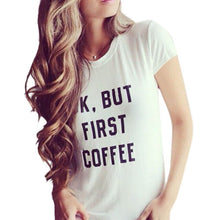 OK BUT FIRST COFFEE Printed Words Letter T Shirts Tops Loose Vest Tee Shirt Tops NW