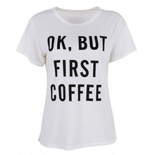 OK BUT FIRST COFFEE Printed Words Letter T Shirts Tops Loose Vest Tee Shirt Tops NW