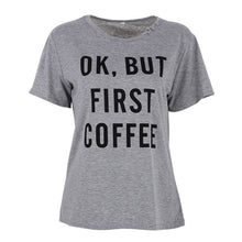OK BUT FIRST COFFEE Printed Words Letter T Shirts Tops Loose Vest Tee Shirt Tops NW
