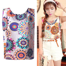Plus Size 2XL Style Women All-match Chiffon Floral Print Vest Tank Tops Bouse Bottoming Size NW