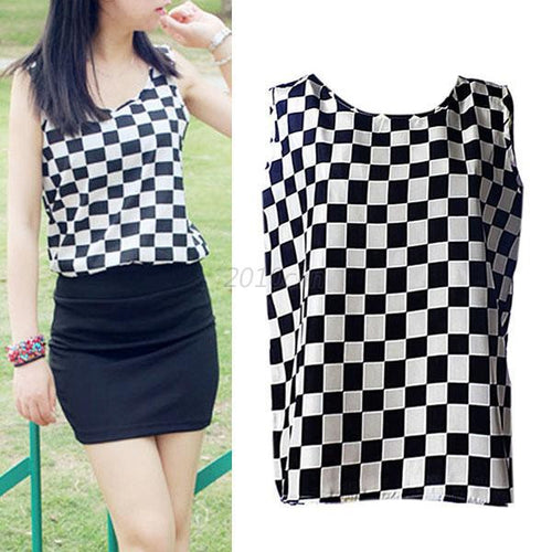 Plus Size 2XL Style Women All-match Chiffon Floral Print Vest Tank Tops Bouse Bottoming Size NW