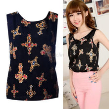 Plus Size 2XL Style Women All-match Chiffon Floral Print Vest Tank Tops Bouse Bottoming Size NW