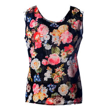 Plus Size 2XL Style Women All-match Chiffon Floral Print Vest Tank Tops Bouse Bottoming Size NW