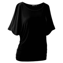 Plus size Fall Women Loose Casual Solid Cotton Blend Halft Sleeve Crewneck Cut Out Off Shoulder Top NW