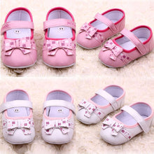 Princess Bowknot Flower Baby Shoes Soft Sole Toddler PU Leather Crib Shoes 0-12 NW