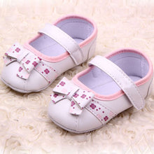 Princess Bowknot Flower Baby Shoes Soft Sole Toddler PU Leather Crib Shoes 0-12 NW