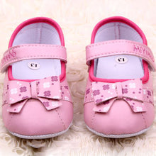 Princess Bowknot Flower Baby Shoes Soft Sole Toddler PU Leather Crib Shoes 0-12 NW