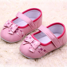 Princess Bowknot Flower Baby Shoes Soft Sole Toddler PU Leather Crib Shoes 0-12 NW