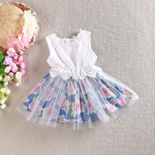 Princess Kid 2-6 Y Girls One Piece Dress Gauze Floral Back Bowknot Tutu Dress NW