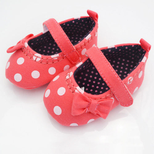 Red Baby Girls Shoes White Dot Toddler Infant Walking Shoes Prewalker 0-12 M NW