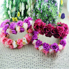 Rose Flower Crown Headbands for Women Wedding Festival Double Row Floral Garland Hairbands NW