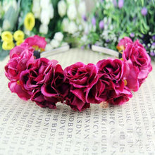 Rose Flower Crown Headbands for Women Wedding Festival Double Row Floral Garland Hairbands NW