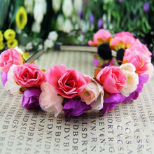 Rose Flower Crown Headbands for Women Wedding Festival Double Row Floral Garland Hairbands NW