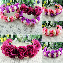 Rose Flower Crown Headbands for Women Wedding Festival Double Row Floral Garland Hairbands NW