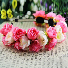 Rose Flower Crown Headbands for Women Wedding Festival Double Row Floral Garland Hairbands NW