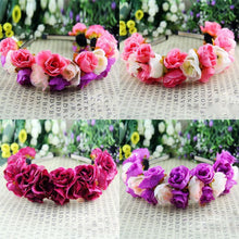 Rose Flower Crown Headbands for Women Wedding Festival Double Row Floral Garland Hairbands NW