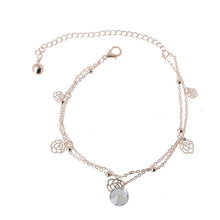 Sexy Gold Double Chain Hollow Rose Drop Anklet Bracelet Ankle Foot Jewelry Barefoot Beach Anklet NW