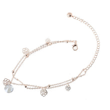 Sexy Gold Double Chain Hollow Rose Drop Anklet Bracelet Ankle Foot Jewelry Barefoot Beach Anklet NW