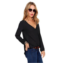 Sexy Women Deep V neck shirts Casual Long Sleeve Chiffon Blouses Tops Shirts NW
