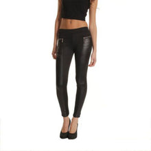 Sexy Women Faux Leather Panel Sexy Stretch Skinny Slim Leggings Pants Trousers NW